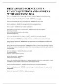 BTEC APPLIED SCIENCE UNIT 5 PHYSICS QUESTIONS AND ANSWERS WITH SOLUTIONS 2024