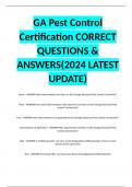 GA Pest Control Certification CORRECT QUESTIONS & ANSWERS(2024 LATEST UPDATE)