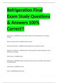 Refrigeration Final Exam Study Questions & Answers 100% Correct!!