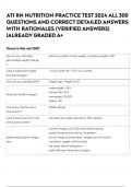 ATI RN NUTRITION PRACTICE TEST 2024 ALL 300 QUESTIONS AND CORRECT DETAILED ANSWERS WITH RATIONALES (VERIFIED ANSWERS) |ALREADY GRADED A+
