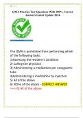 QMA Practice Test Questions With 100% Correct  Answers Latest Update 2024 