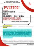 PVL3702 ASSIGNMENT 1 MEMO - SEMESTER 2 - 2024 - UNISA - DUE : 19 AUGUST 2024 - UNIQUE NUMBER:- 718515  ( FULLY REFERENCED WITH FOOTNOTES- DISTINCTION GUARANTEED)