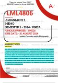 LML4806 ASSIGNMENT 1 MEMO - SEMESTER 2 - 2024 - UNISA - DUE : 20 AUGUST 2024 - UNIQUE NUMBER:- 590226  ( FULLY REFERENCED WITH FOOTNOTES- DISTINCTION GUARANTEED)