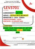 LEV3701 ASSIGNMENT 1 QUIZ MEMO - SEMESTER 2 - 2024 - UNISA - DUE : 21 AUGUST 2024 - UNIQUE NUMBER:- 159297  (DISTINCTION GUARANTEED)