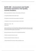  NURS 380 - Assessment and Health Promotion Questions And Quality Correct Answers.