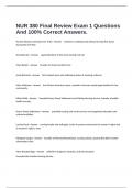  NUR 380 Final Review Exam 1 Questions And 100% Correct Answers.