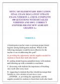 MTTC 103 ELEMENTARY EDUCATION  FINAL EXAM 2024 LATEST UPDATE EXAM (VERSION A AND B) COMPLETE  400 QUESTIONS WITH DETAILED  VERIFIED AND 100% CORRECT  ANSWERS BRAND NEW ALREADY  GRADED A+