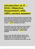 Introduction to IT - D322 (Objective Assessment) with 100- correct answers.