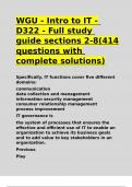 WGU - Intro to IT - D322 - Full study guide sections 2-8(414 questions with complete solutions).