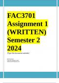 FAC3701 Assignment 1 (WRITTEN) Semester 2 2024 ;100 % TRUSTED workings, Expert Solved, Explanations and Solutions. 