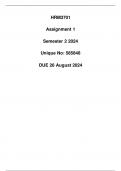 HRM3701 Assignment 1 Semester 2 Due 26 August 2024