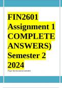 FIN2601 Assignment 1 COMPLETE ANSWERS) Semester 2 2024 - DUE August 2024 ; 100% TRUSTED Complete, trusted solutions and explanations. Ensure your success with us..