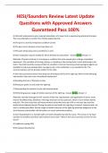 HESI/Saunders Review Latest Update Questions with Approved Answers Guaranteed Pass 100%