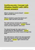 Cardiovascular Concept Lab (Shadow Health) with 100- correct answers