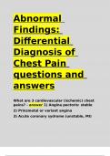 Abnormal Findings Differential Diagnosis of Chest Pain questions and answers