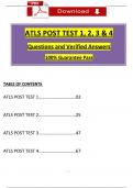 ATLS Post Test 1, 2, 3 & 4 Questions and Verified Answers (2024 / 2025), 100% Guarantee Pass