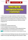 ATLS Post Test 3 Questions and Verified Answers (2024 / 2025) 100% Guarantee Pass