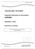Tutorial Letter 101/3/2018 Corporate Governance in Accountancy AUE2602 Semesters 1 and 2