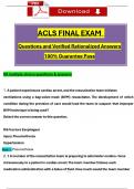 STUDY BUNDLE for ACLS Final Exam and ACLS Final Exam TEST BANK (2024 / 2025) Questions and Verified Rationalized Answers, 100% Guarantee Pass