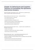   Chapter 10: Behavioural and Cognitive Theories of Counselling Test Questions And Correct Answers.