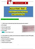 ACLS Post Test 1, 2, 3 & 4 Actual Questions with Verified Answers (2024 / 2025), 100% Guarantee Pass