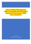 NR 547 Differential Diagnosis Week 6 Complete | Exam Review | Questions and Answers 100% Pass | Graded A+