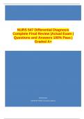 NURS 547 Differential Diagnosis Complete Final Review |Actual Exam | Questions and Answers 100% Pass | Graded A+