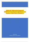 NURS 547 Differential Diagnosis 2024 Final Exam Review Questions and Answers 100% Pass | Graded A+