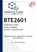 BTE2601 Assignment 4 (DETAILED ANSWERS) 2024 - DISTINCTION GUARANTEED