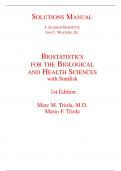 Solutions Manual For Biostatistics for the Biological and Health Sciences with Statdisk 1st Edition By Marc Triola Mario Triola (All Chapters, 100% Original Verified, A+ Grade) 