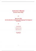 Instructor's Manual (Lecture Notes Only) For Born to Talk An Introduction to Speech and Language Development 6th Edition By Lloyd Hulit Kathleen Fahey Merle Howard (All Chapters, 100% Original Verified, A+ Grade)