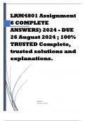 LRM4801 Assignment 6 COMPLETE ANSWERS) 2024 - DUE 26 August 2024 ; 100% TRUSTED Complete, trusted solutions and explanations. 