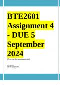 BTE2601 Assignment 4 Full Solutions 2024 (Unique Number: 620050) - DUE 5 September 2024 ;100 % TRUSTED workings, Expert Solved, Explanations and Solutions. 