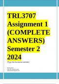 TRL3707 Assignment 1 Full Solutions Semester 2 2024 ;100 % TRUSTED workings, Expert Solved, Explanations and Solutions...