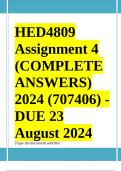 HED4809 Assignment 4 Full Solutions 2024 (707406) - DUE 23 August 2024 ;100 % TRUSTED workings, Expert Solved, Explanations and Solutions... 