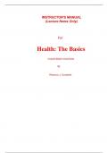 Instructor's Manual (Lecture Notes Only) For Health The Basics 14th Edition By Rebecca Donatelle (All Chapters, 100% Original Verified, A+ Grade)