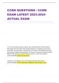 CCRN QUESTIONS / CCRN EXAM LATEST 2023-2024 ACTUAL EXAM