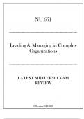 (HU) NU 651 - Leading & Managing in Complex Organizations - Latest Midterm Exam Review