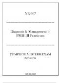 (CU) NR-607 Diagnosis & Management in PMH III Practicum Complete Midterm Exam Review 2024