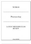 (Fortis) NUR100 - Pharmacology - Latest Midterm Exam Review 20242025