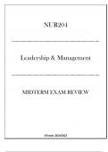 (Fortis) NUR204 Leadership & Management Midterm Exam Review 2024-2025