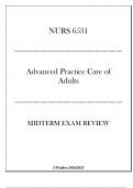 (WU) NURS 6531 - Advanced Practice Care of Adults - Midterm Exam Review 20242025.