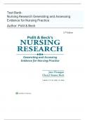 Test Bank-  Polit & Beck's Nursing Research Generating and Assessing Evidence for Nursing Practice 12Th Edition ( CHERYL TATANO BECK, 2024) Latest Edition || All Chapters 