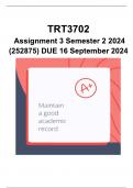 TRT3702 Assignment 3 Semester 2 2024 (252875)- DUE 16 September 2024 QUALITY ANSWERS.