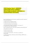 CPN Practice Test 2 VERIFIED QUESTIONS WITH CORRECT SOLUTIONS ALREADY GRADED A+ GUARANTEED SUCCESS.