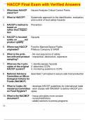 HACCP Final Exam with Verified Answers