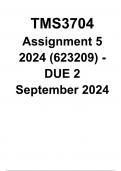 TMS3704 Assignment 5 2024 (623209) - DUE 2 September 2024 COMPLETE QUESTIONS AND ANSWERS