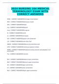 2024 NURSING 104 MEDICAL TERMINOLOGY EXAM WITH CORRECT ANSWERS