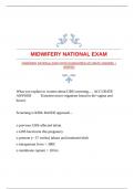 MIDWIFERY NATIONAL EXAM WITH GUARANTEED ACCURATE ANSWERS |VERIFIED