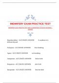 MIDWIFERY EXAM PRACTICE TEST WITH GUARANTEED ACCURATE ANSWERS |VERIFIED